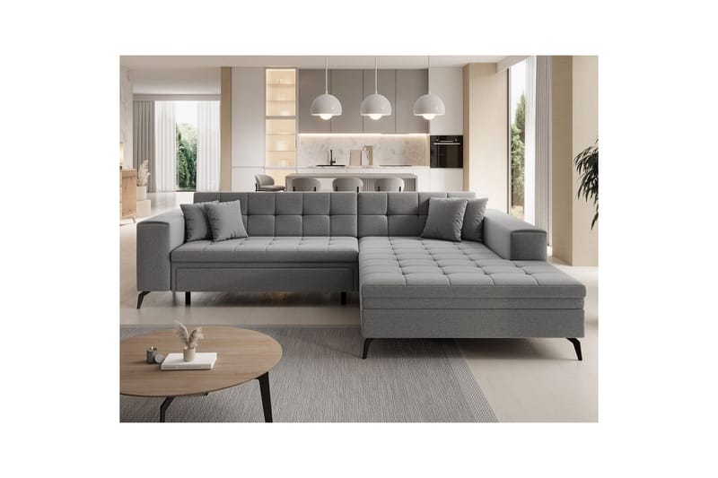 Hjørnesofa Eltap Solange 292x196x84 cm - Omega 13, Grå, Højre - Møbler - Sofaer - Sovesofaer