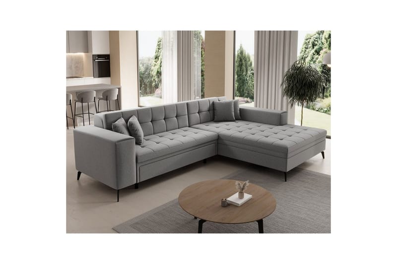 Hjørnesofa Eltap Solange 292x196x84 cm - Omega 13, Grå, Højre - Møbler - Sofaer - Sovesofaer