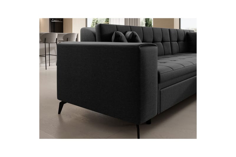 Hjørnesofa Eltap Solange 292x196x84 cm - Sawana 14, Sort, Højre - Møbler - Sofaer - Sovesofaer
