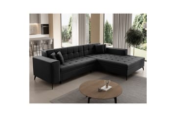 Hjørnesofa Eltap Solange 292x196x84 cm - Sawana 14, Sort, Højre - Møbler - Sofaer - Sovesofaer