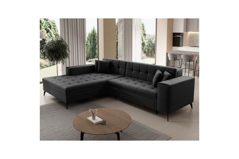 Hjørnesofa Eltap Solange 292x196x84 cm - Sawana 14, Sort, Venstre - Møbler - Sofaer - Sovesofaer