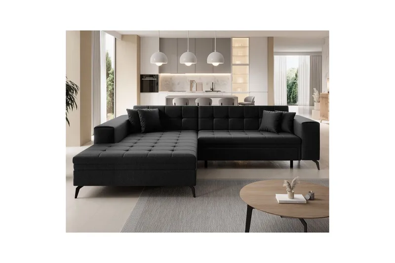 Hjørnesofa Eltap Solange 292x196x84 cm - Sawana 14, Sort, Venstre - Møbler - Sofaer - Sovesofaer