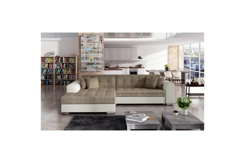 Hjørnesofa Eltap Sorento 296x194x78 cm, Berlin 03, Soft 33, Beige, Venstre