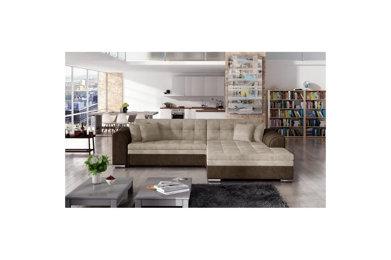 Hjørnesofa Eltap Sorento 296x194x78 cm, Dora 28, Dora 22, Brun, Højre