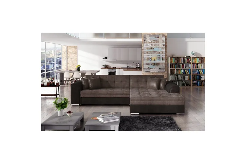 Hjørnesofa Eltap Sorento 296x194x78 cm - Monolith 09, Monolith 29, Brun, Højre - Møbler - Sofaer - Sovesofaer