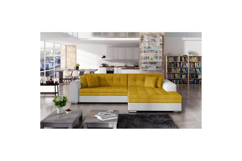 Hjørnesofa Eltap Sorento 296x194x78 cm, Omega 68, Soft 17, Gul, Højre