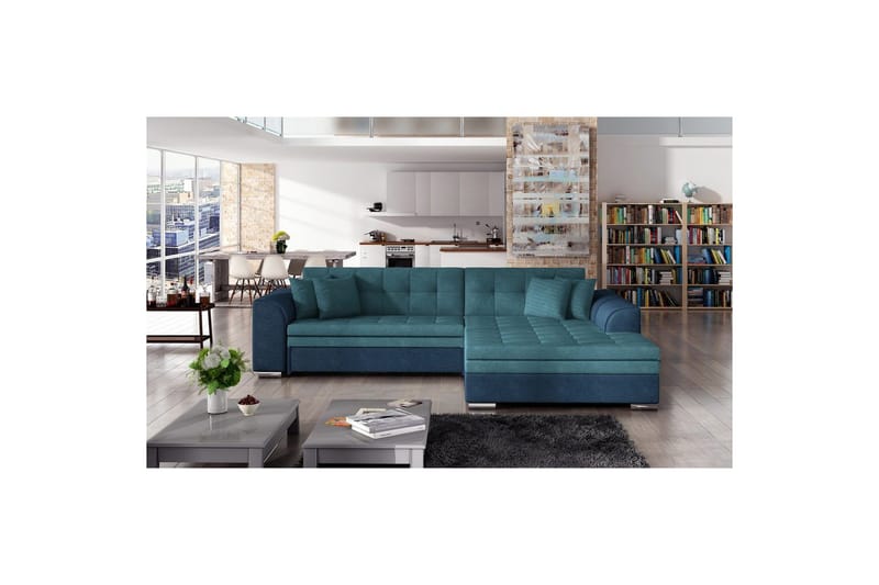 Hjørnesofa Eltap Sorento 296x194x78 cm - Orinoco 85, Orinoco 80, Blå, Højre - Møbler - Sofaer - Sovesofaer