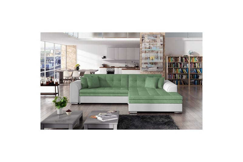 Hjørnesofa Eltap Sorento 296x194x78 cm - Soro 34, Soft 17, Grøn, Højre - Møbler - Sofaer - Sovesofaer
