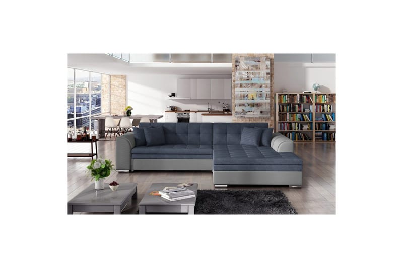 Hjørnesofa Eltap Sorento 296x194x78 cm - Soro 76, Soft 29, Blå, Højre - Møbler - Sofaer - Sovesofaer
