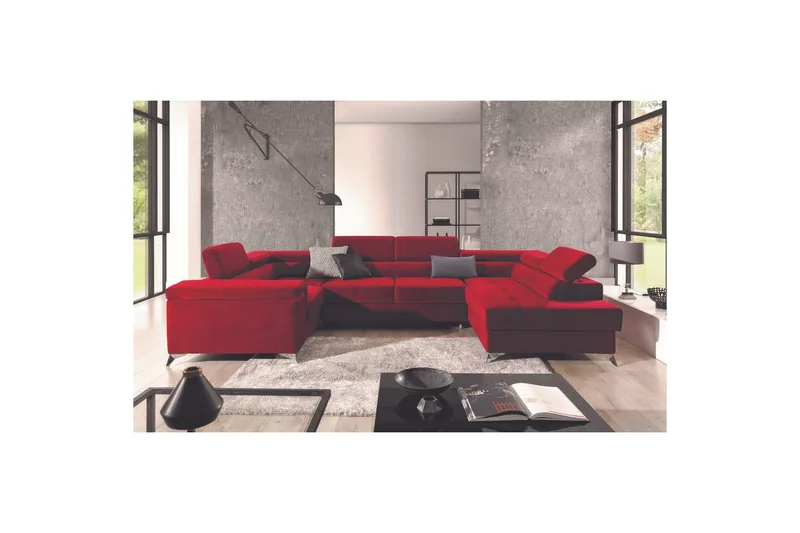 Hjørnesofa Eltap Thiago 342x208x88 cm - Kronos 02, Rød, Højre - Møbler - Sofaer - Sovesofaer