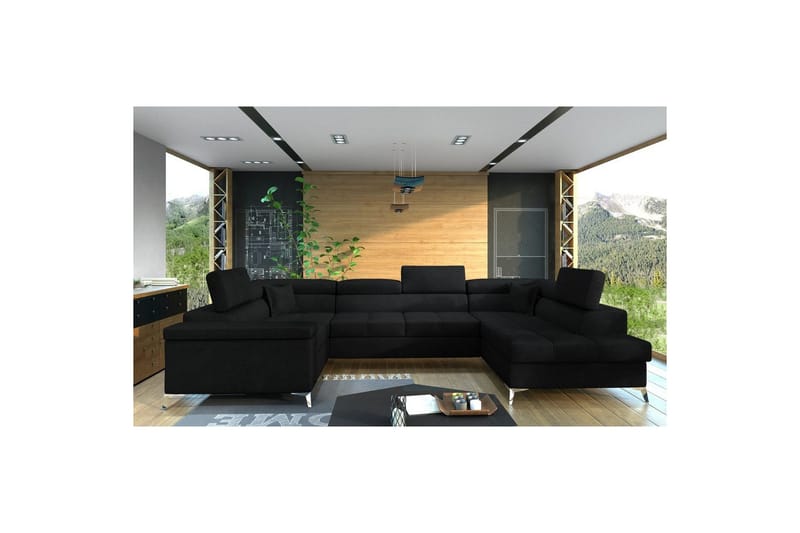 Hjørnesofa Eltap Thiago 342x208x88 cm - Kronos 07, Sort, Højre - Møbler - Sofaer - Sovesofaer