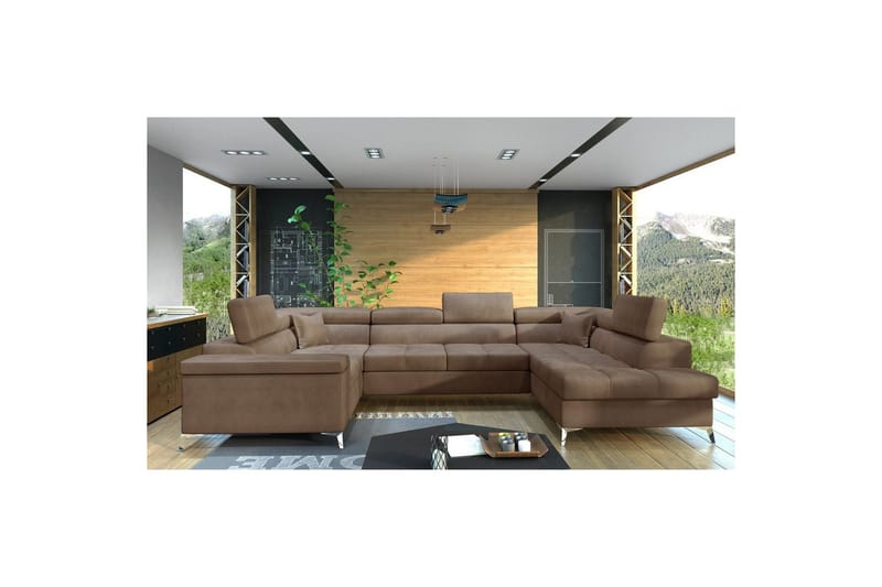 Hjørnesofa Eltap Thiago 342x208x88 cm - Monolith 09, Lys Brun, Højre - Møbler - Sofaer - Sovesofaer