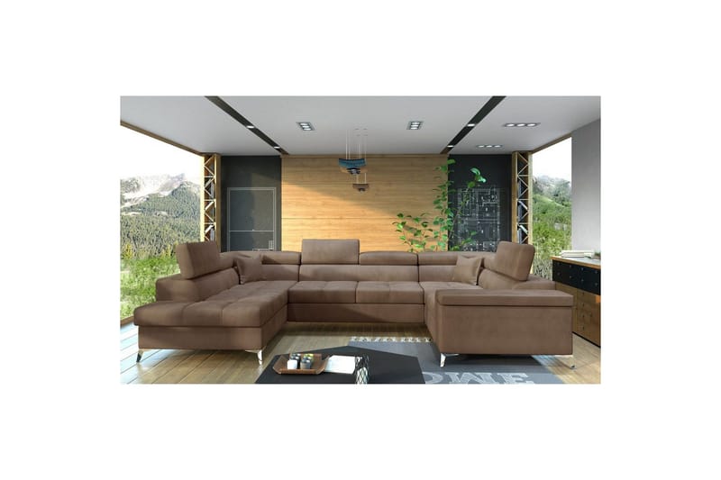 Hjørnesofa Eltap Thiago 342x208x88 cm - Monolith 09, Lys Brun, Venstre - Møbler - Sofaer - Sovesofaer