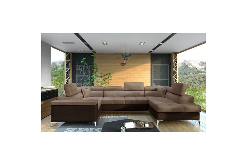 Hjørnesofa Eltap Thiago 342x208x88 cm - Monolith 09, Monolith 29, Lys Brun, Højre - Møbler - Sofaer - Sovesofaer