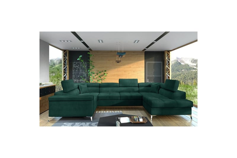 Hjørnesofa Eltap Thiago 342x208x88 cm, Monolith 37, Grøn, Højre