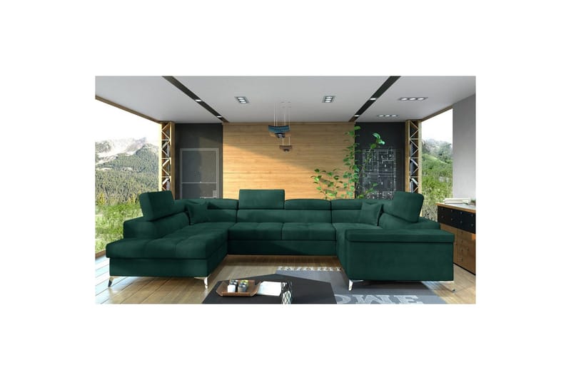 Hjørnesofa Eltap Thiago 342x208x88 cm, Monolith 37, Grøn, Venstre