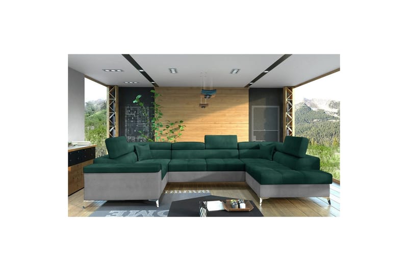 Hjørnesofa Eltap Thiago 342x208x88 cm - Monolith 37, Monolith 84, Grøn, Højre - Møbler - Sofaer - Sovesofaer