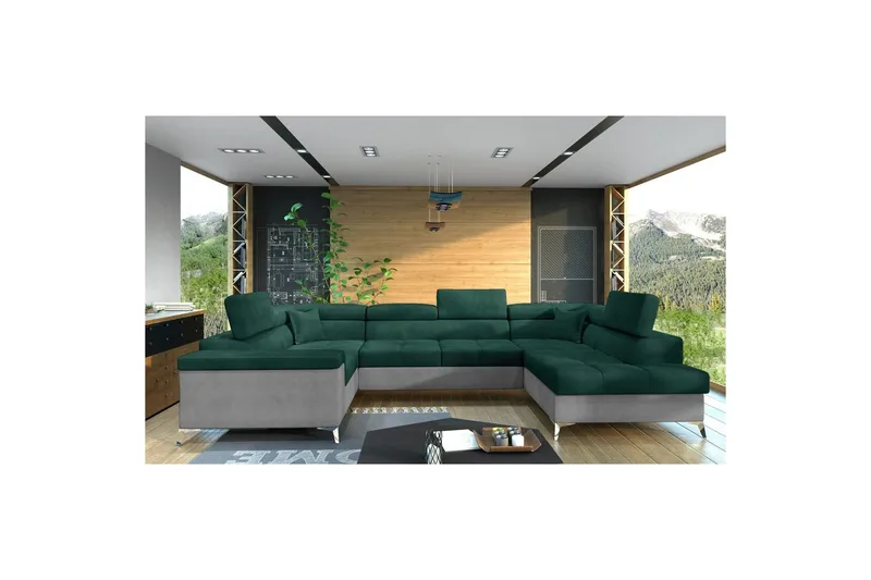 Hjørnesofa Eltap Thiago 342x208x88 cm - Monolith 37, Monolith 84, Grøn, Højre - Møbler - Sofaer - Sovesofaer