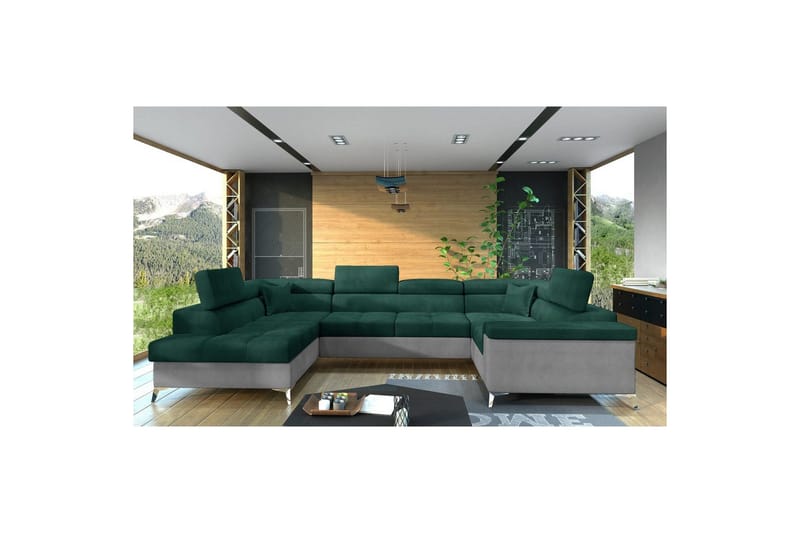 Hjørnesofa Eltap Thiago 342x208x88 cm, Monolith 37, Monolith 84, Grøn, Venstre