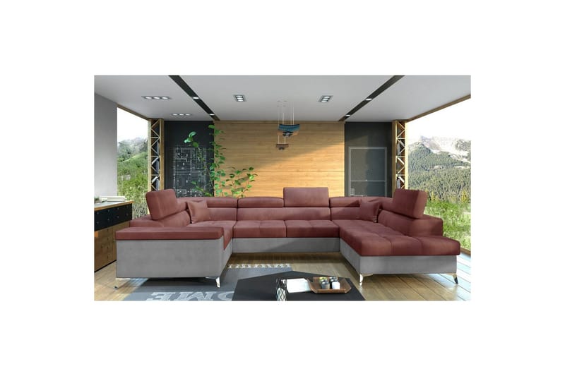Hjørnesofa Eltap Thiago 342x208x88 cm - Monolith 63, Monolith 84, Pink, Højre - Møbler - Sofaer - Sovesofaer
