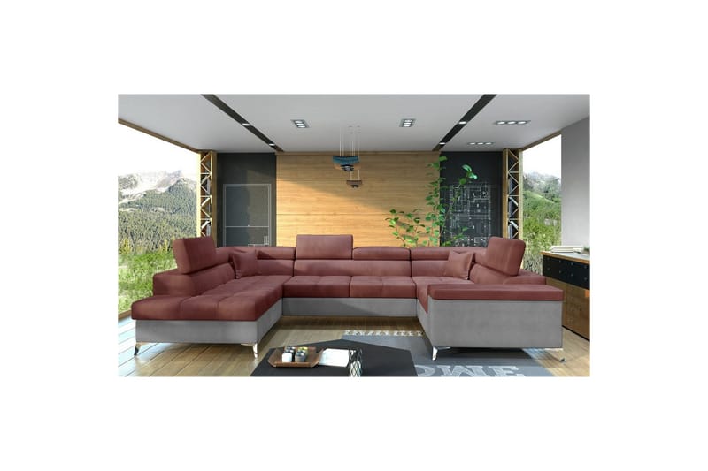 Hjørnesofa Eltap Thiago 342x208x88 cm, Monolith 63, Monolith 84, Pink, Venstre