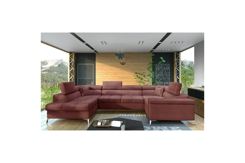 Hjørnesofa Eltap Thiago 342x208x88 cm - Monolith 63, Pink, Venstre - Møbler - Sofaer - Sovesofaer