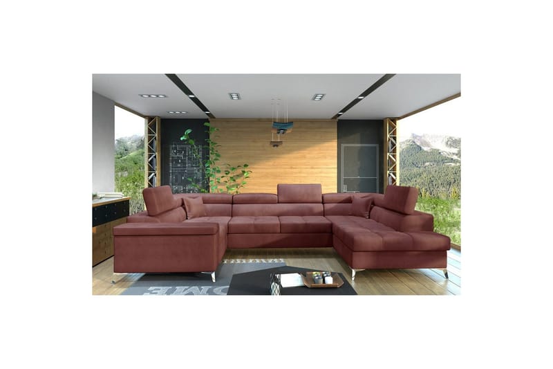 Hjørnesofa Eltap Thiago 342x208x88 cm - Monolith 63, Pink, Højre - Møbler - Sofaer - Sovesofaer