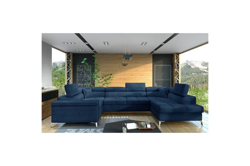 Hjørnesofa Eltap Thiago 342x208x88 cm - Monolith 77, Blå, Højre - Møbler - Sofaer - Sovesofaer