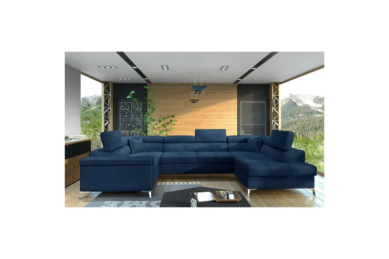 Hjørnesofa Eltap Thiago 342x208x88 cm - Monolith 77, Blå, Højre - Møbler - Sofaer - Sovesofaer