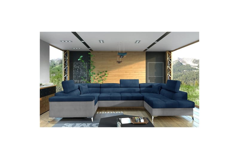 Hjørnesofa Eltap Thiago 342x208x88 cm - Monolith 77, Monolith 84, Blå, Højre - Møbler - Sofaer - Sovesofaer