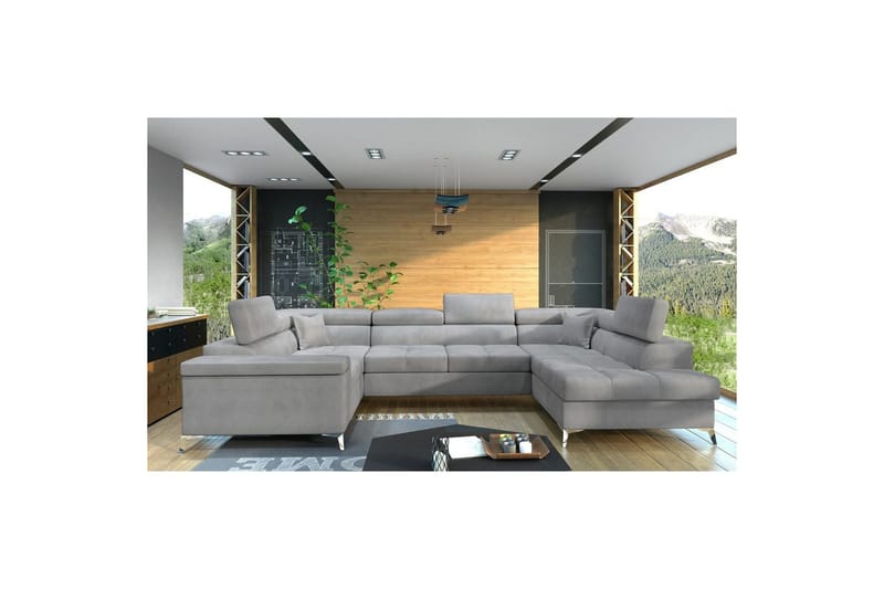 Hjørnesofa Eltap Thiago 342x208x88 cm - Monolith 84, Grå, Højre - Møbler - Sofaer - Sovesofaer