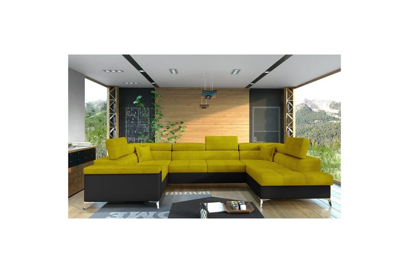Hjørnesofa Eltap Thiago 342x208x88 cm - Omega 68, Soft 11, Gul, Højre - Møbler - Sofaer - Sovesofaer