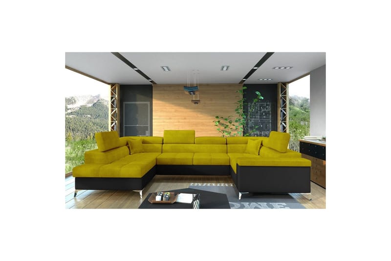 Hjørnesofa Eltap Thiago 342x208x88 cm - Omega 68, Soft 11, Gul, Venstre - Møbler - Sofaer - Sovesofaer
