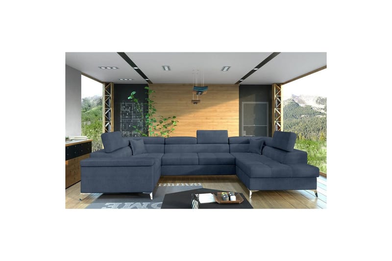 Hjørnesofa Eltap Thiago 342x208x88 cm - Omega 86, Blå, Højre - Møbler - Sofaer - Sovesofaer