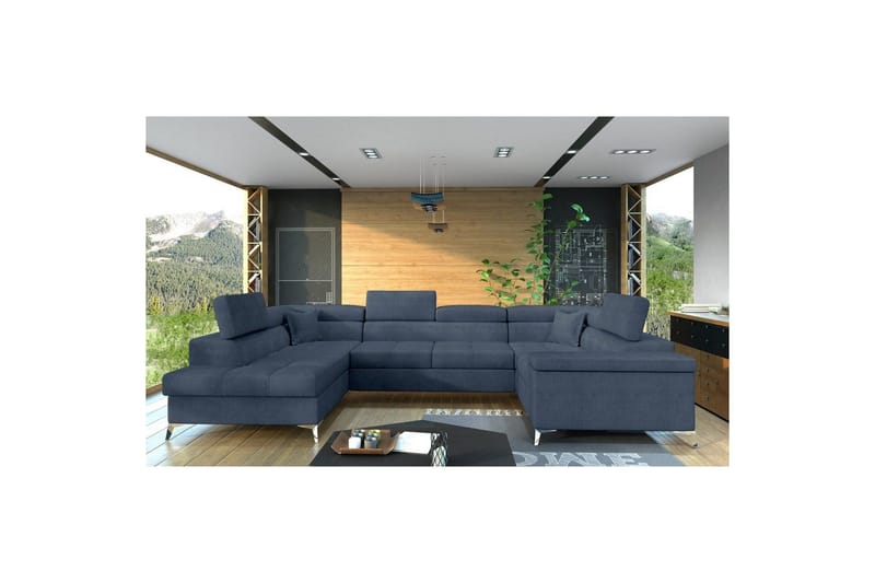 Hjørnesofa Eltap Thiago 342x208x88 cm - Omega 86, Blå, Venstre - Møbler - Sofaer - Sovesofaer