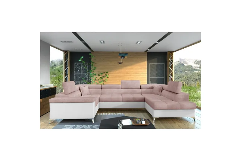 Hjørnesofa Eltap Thiago 342x208x88 cm, Omega 91, Blød 17, Pink, Højre