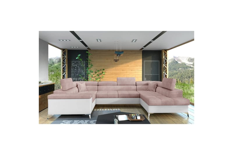 Hjørnesofa Eltap Thiago 342x208x88 cm - Omega 91, Blød 17, Pink, Højre - Møbler - Sofaer - Sovesofaer
