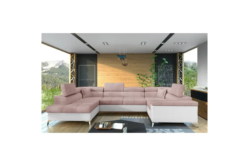 Hjørnesofa Eltap Thiago 342x208x88 cm - Omega 91, Blød 17, Pink, Venstre - Møbler - Sofaer - Sovesofaer