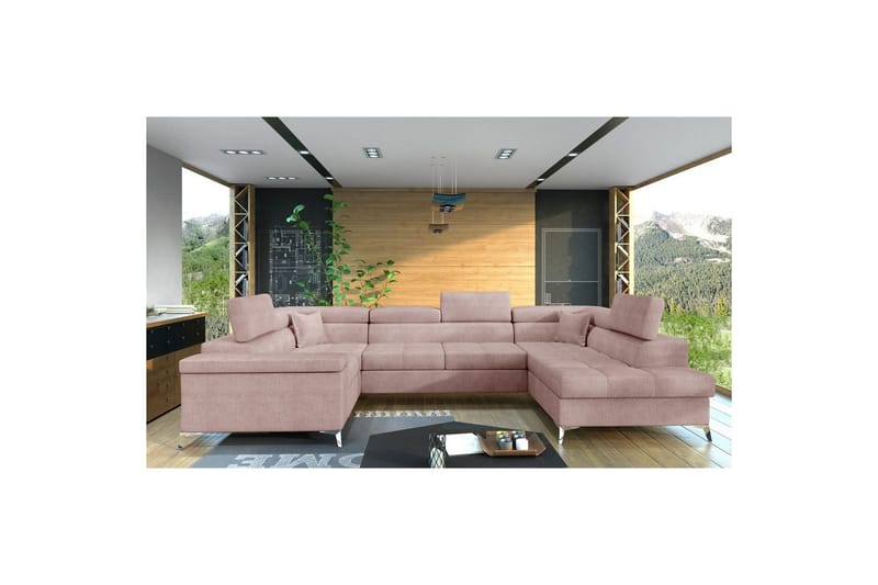 Hjørnesofa Eltap Thiago 342x208x88 cm - Omega 91, Pink, Højre - Møbler - Sofaer - Sovesofaer