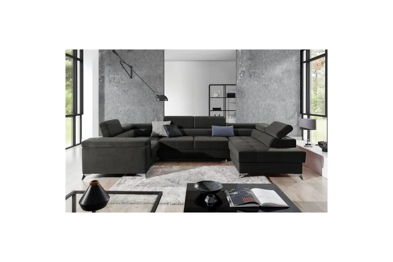 Hjørnesofa Eltap Thiago 342x208x88 cm, Sawana 05, Mørkegrå, Højre