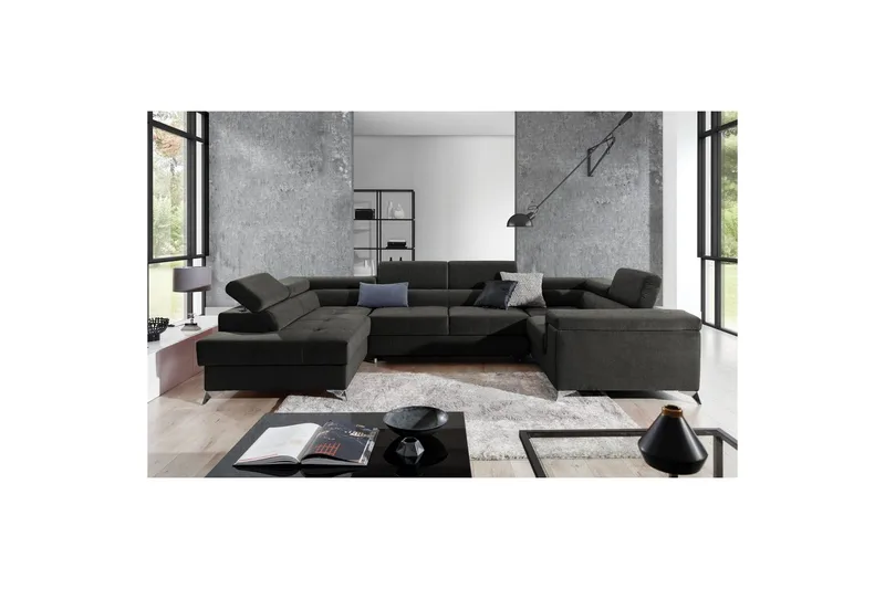 Hjørnesofa Eltap Thiago 342x208x88 cm - Sawana 05, Mørkegrå, Venstre - Møbler - Sofaer - Sovesofaer
