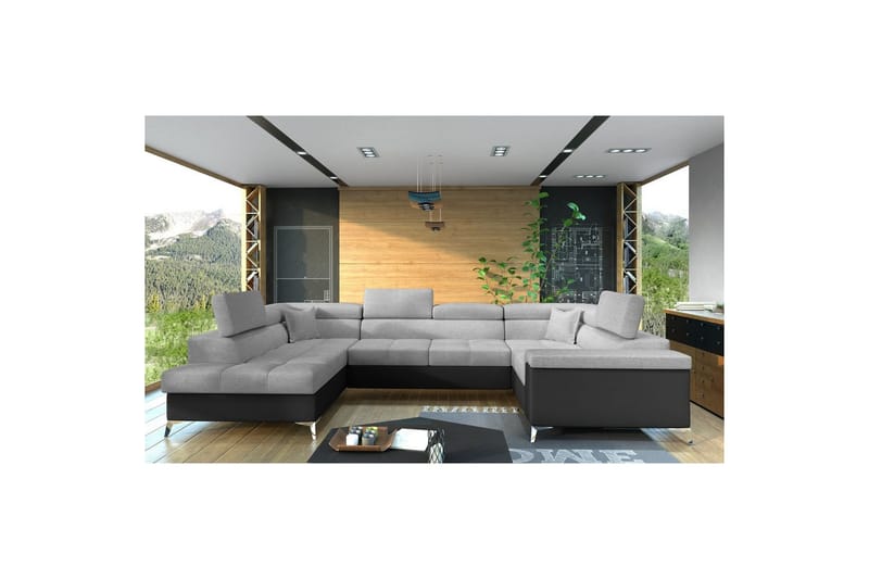 Hjørnesofa Eltap Thiago 342x208x88 cm - Sawana 21, Soft 11, Grå, Venstre - Møbler - Sofaer - Sovesofaer