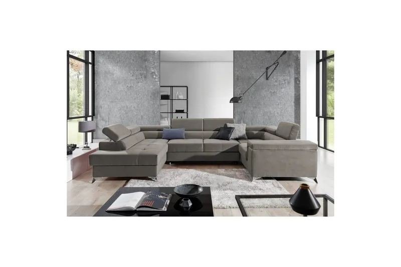 Hjørnesofa Eltap Thiago 342x208x88 cm, Paros 02, Beige, Venstre