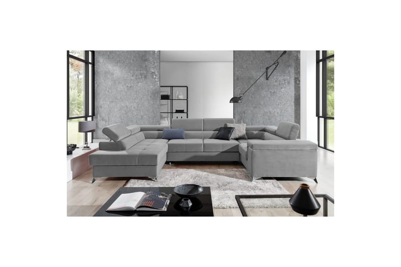 Hjørnesofa Eltap Thiago 342x208x88 cm - Paros 05, Grå, Venstre - Møbler - Sofaer - Sovesofaer