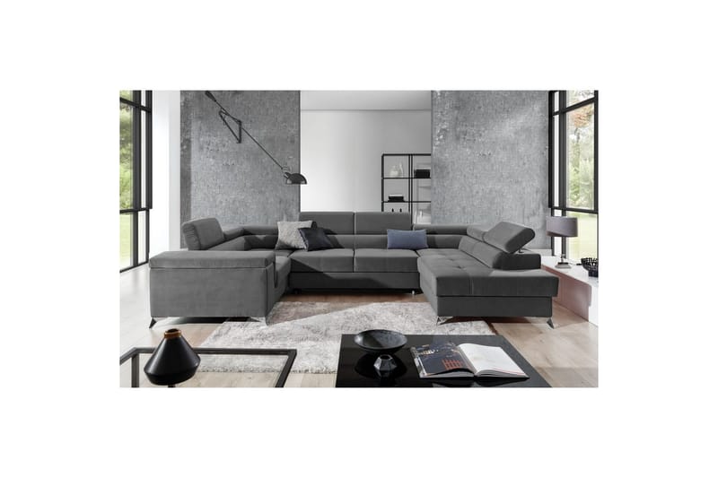 Hjørnesofa Eltap Thiago 342x208x88 cm - Paros 06, Mørkegrå, Højre - Møbler - Sofaer - Sovesofaer