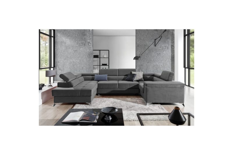 Hjørnesofa Eltap Thiago 342x208x88 cm - Paros 06, Mørkegrå, Venstre - Møbler - Sofaer - Sovesofaer