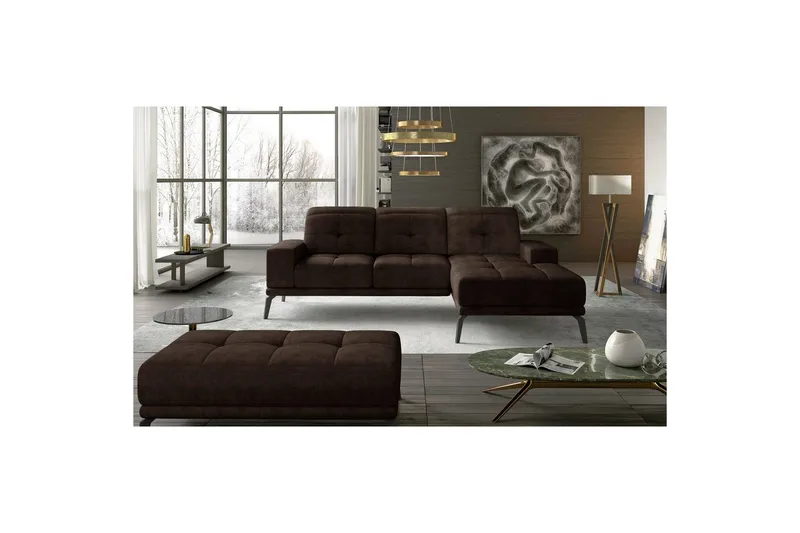 Hjørnesofa Eltap Torrense 265x175x98 cm - Dora 28, Brun, Højre - Møbler - Sofaer - Sovesofaer