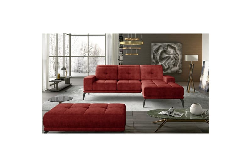 Hjørnesofa Eltap Torrense 265x175x98 cm - Dora 63, Rød, Højre - Møbler - Sofaer - Sovesofaer