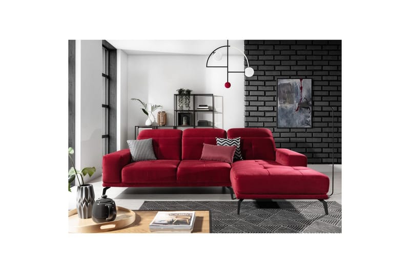 Hjørnesofa Eltap Torrense 265x175x98 cm, Kronos 02, Rød, Højre