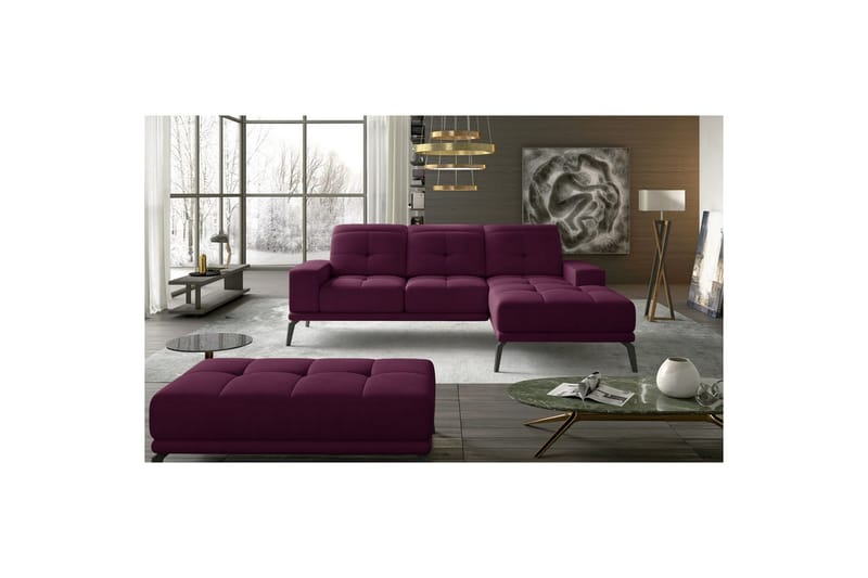 Hjørnesofa Eltap Torrense 265x175x98 cm - Mat Velvet 68, Lilla, Højre - Møbler - Sofaer - Sovesofaer